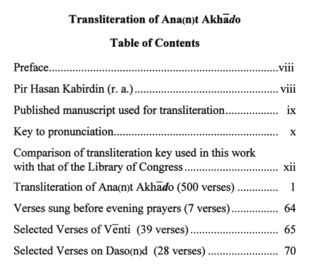Cover of Transliteration of Pir Hasan Kabirdin's Ana(n)t Akha<I>d</I>o